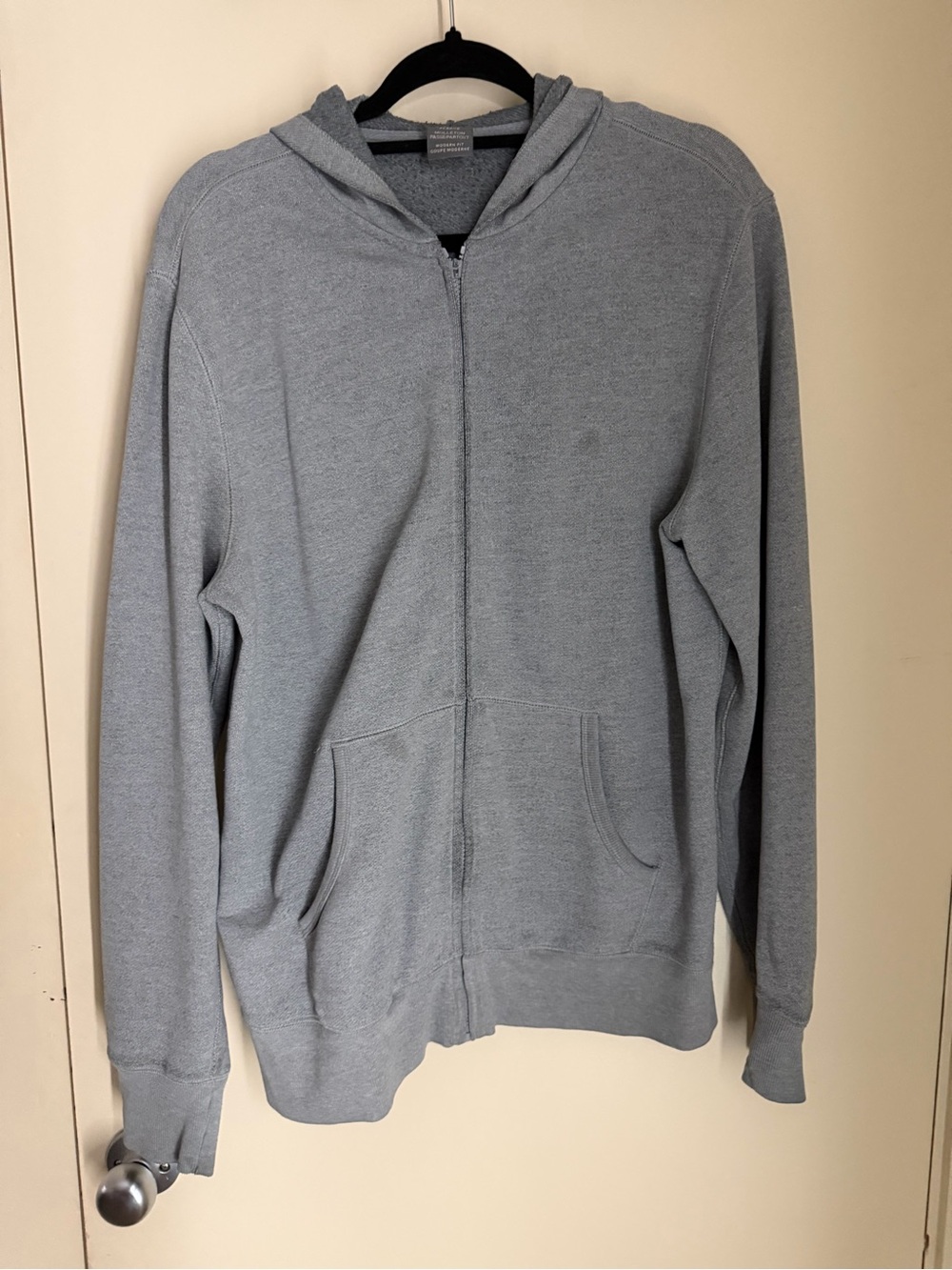 Men's Zip-Up Hoodie Sweater in Light Gray